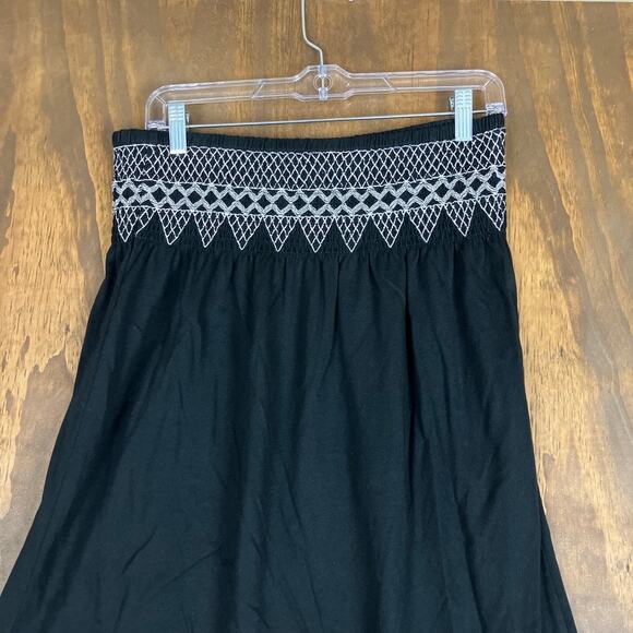 J Jill Womens Skirt Black Embroidered Elastic Waist Midi Modal Blend Small - Picture 9 of 10